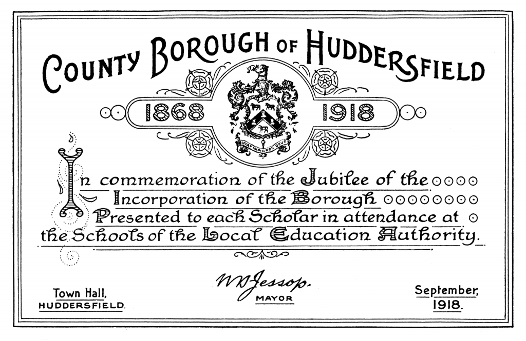 Certificate presented to local school children in 1918.